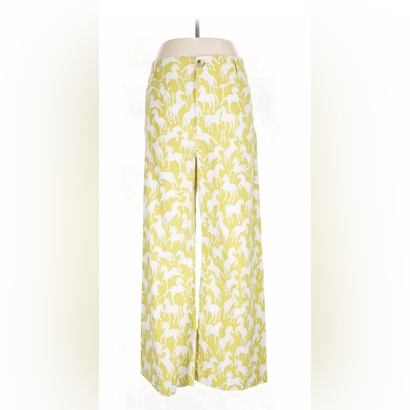 Colette Cropped Wide Leg Pants, Maeve by Anthropologie Yellow Horse Print, 12 - Picture 2 of 6